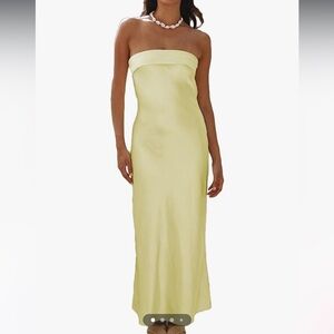 Yellow strapless dress, Size small, worn once